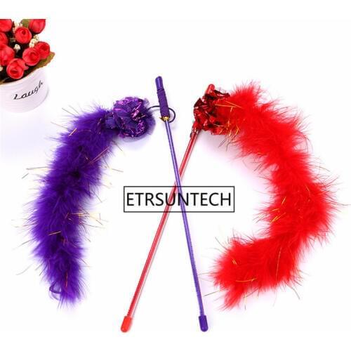 100pcs Fun Cat Stick Feather Interactive Toy Colorful Creative Feather Stick Pet Funny Cat Stick Pet Supplies