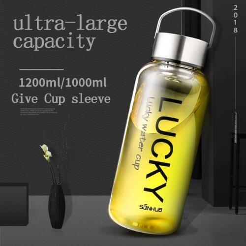 1000/1200ML Outdoor Lemon Fruit Juice Portable Glass Bottles With Tea Infuser Water Tour High Borosilicate Glass Water Bottle