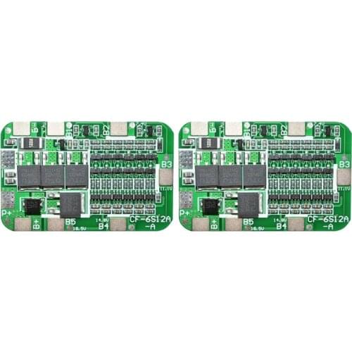 2Pcs 6S 15A 24V PCB BMS Charger Protection Board for 6 18650 Li-Ion Lithium Battery Cell Module DIY Kit