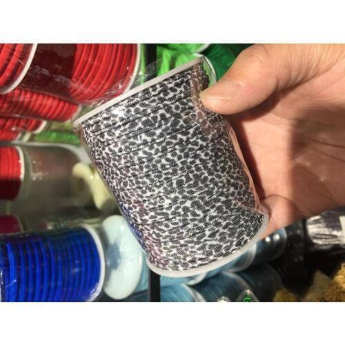 5mm 20meters / Spool Multi Color Leopard Print Elastic lycra cord Stitched round lycra cord Lycra strip For DIY Jewelry Marking