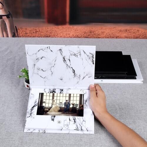 Free shipping hardcover touch screen video Brochure 7inch Video Greeting Card 4GB watching booklet box for Advertising business