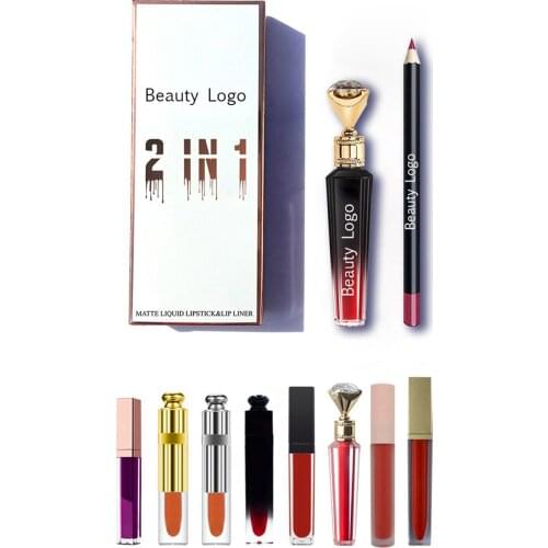 Multi-tube Lip Gloss and Lip Liner Optional Set Private Label Matte Lip Makeup Wholesale Lipgloss