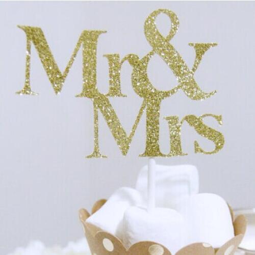 Glitter Mr. & Mrs Couples cupcake toppers Bachelor bridal baby shower toothpicks wedding birthday party decorations