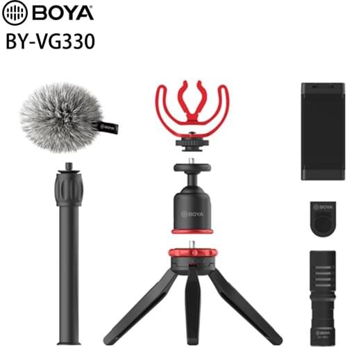 BOYA BY-VG330 Microphone LED Light Tripod Phone Clip Mount Kit for Smartphone DSLR Camera PC Vlog Live Studio Video Accessories