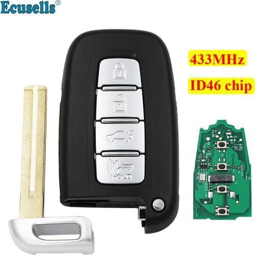 Smart Remote key Fob 4 Buttons 433MHz with ID46 chip for Hyundai IX35 IX45 Elantra 2008-2014