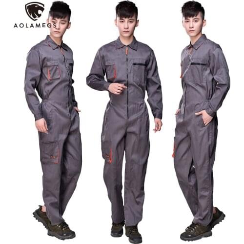 Mens Overalls Long Sleeve Working Colthes Men Women Workwear Zipper Pocket Jumpsuit Plus Size Workshop Coverall Uniforms S-5XL