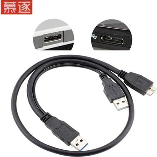 Dual USB 3.0 A Male to Micro-B Male+Male Power Supply Y Cable for 2.5inch SATA Hard Drive HDD USB3.0 Mobile Hard Disk Cables