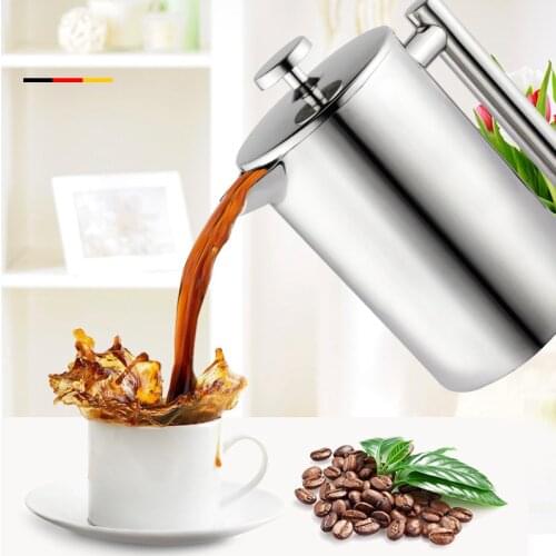 Double-layer 304 Stainless Steel French Press Pot American Coffee Pot Convenient Household Teapot and Tea Maker