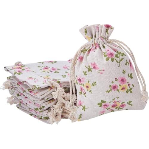 30x Rustic Wedding Favor Burlap Jute Gift Bags with Drawstring Jewelry Pouch