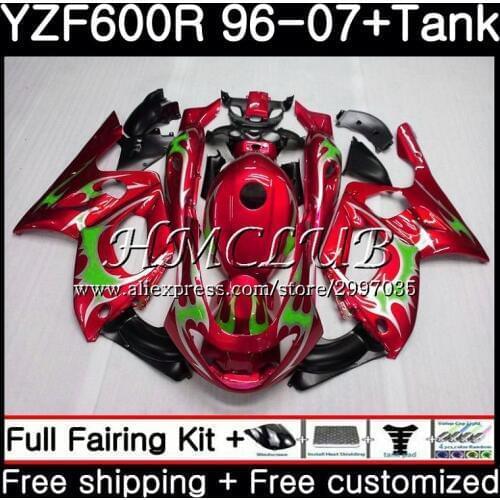 Body For YAMAHA YZF600R Thundercat 1996 1997 1998 1999 2000 2001 0HC.6 YZF-600R YZF 600R Red green 96 97 98 99 00 01 Fairing
