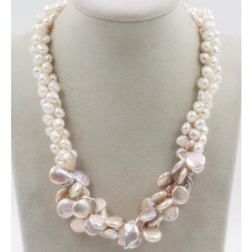 Beautiful New 3 row Pearl Baroque Purple keshi reborn Pearl Necklace 18"