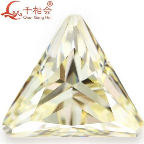 MN yellowish white color triangle shape cut corner for cubic zirconia loose CZ stone made by Qianxiang Hui 10pcs for one bag