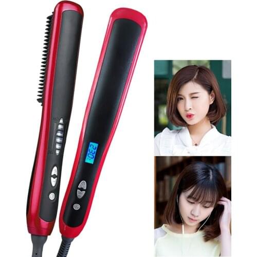 Multifunctional Hair Straightening Heated Brushe Ceramic Curler 6 Gear Electric Straightener Hot Comb Hair Care Hair Styler Tool