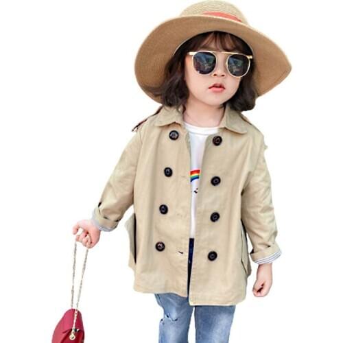 Fashion autumn Double breasted Girls jacket children clothing girl trench coat kids jacket girl coats Trench Wind Dust Outerwear