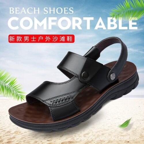 Thick-soled Dual-use Breathable Non-slip Slippers 2021 Summer New Mens Sandals Leather Beach Shoes Casual Shoes