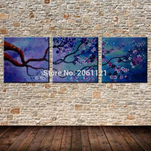 3 Piece Wall Art Modern Abstract Acrylic tree Flower Purple Oil Painting On Canvas Paintings Modern Pictures Home Decor