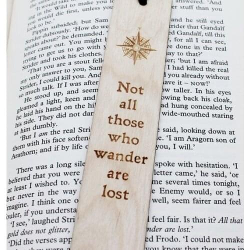 Not All Those Who Wander Are Lost - Wooden Bokmark Book Lover Gift Personalised Personalized Custom LOTR Geek