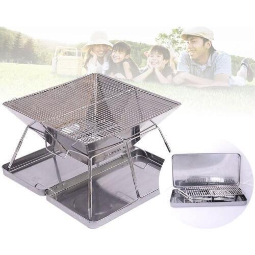 Stainless steel barbecue charcoal barbecue outdoor camping portable barbecue mini stove 3-5