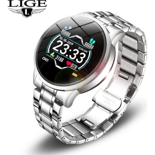 LIGE 2019 New steel color screen Smart Band Watch men Women heart rate monitor Smart Badn fitness tracker Pedometer smartwatch