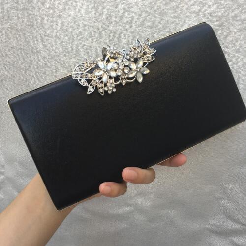 DAIWEI New Womens Fashion PU/Leather Formal Event/Party Wedding Evening Bag/Handbag/Clutch with Diamonds BLACK GOLD SILVER