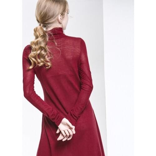 New Arrival Autumn Waist Straps Turtleneck Long Sleeve Pendulum Type Loose Wool Dress CC-064
