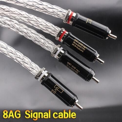 Xangsane 8N 8AG A pair of OCC silver-plated audio signal cable 16 single braided power amplifier speakerrca to rca cable hifi