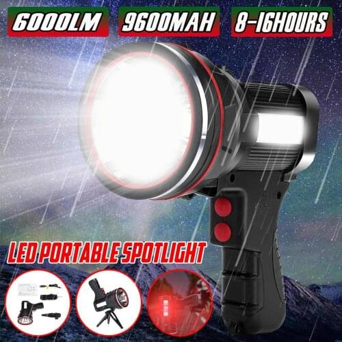 Rechargeable Spotlight Spot Lights Hand Held Flashlight 6000 Lumens Super bright flashlight Outdoor Camping Flood Searchlight