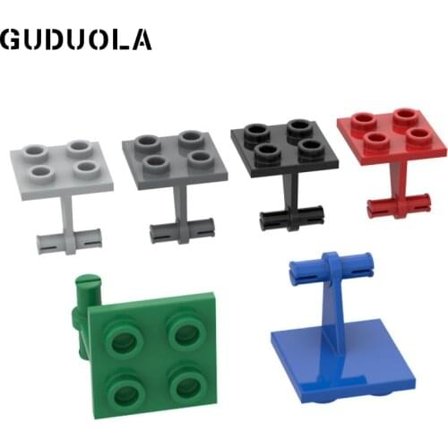 Guduola Plate 2x2 Thin with Dual Wheels Holder with Split Pins (4870) MOC Building Block Assemble Particles Educational Toys 30p