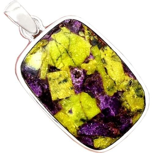 Genuine STICHTITE Pendant 925 Sterling Silver, 45.3 mm, AP6865