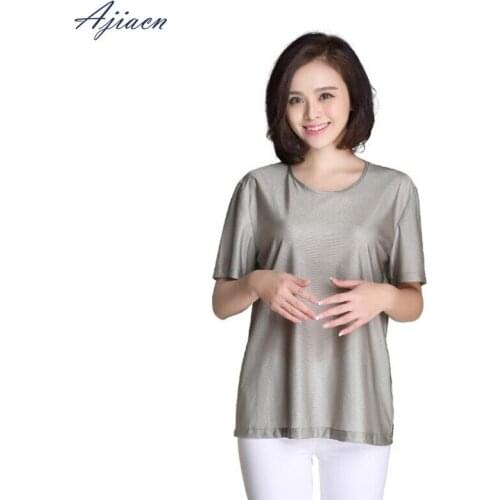 Practical electromagnetic radiation protection 100% silver fiber T-shirt to protect healthy EMF shielding short-sleeved shirt