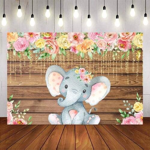 Elephant flower backdrop for photography floral newborn baby shower background for photo birthday party decoration supplies