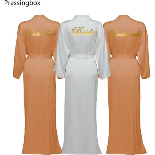Silk Satin Long Robes Long Sleeve Orange Bridal Robes Bridesmaid Robes Bride Robe Women Long Wedding Bathrobe and Homewear