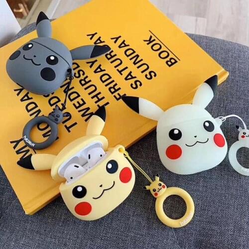 Silicone cartoon airpods case cover with Keychain for apple airpods Protector case