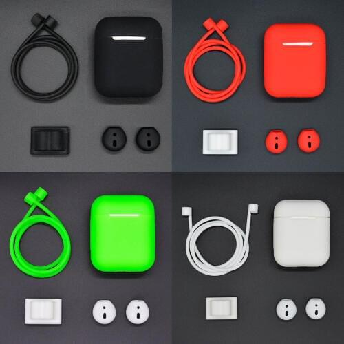 Besegad Silicone Case Cover Pouch Watchband Holder Anti-lost Strap Eartips for Apple AirPods Air Pods Accessories Gadgets