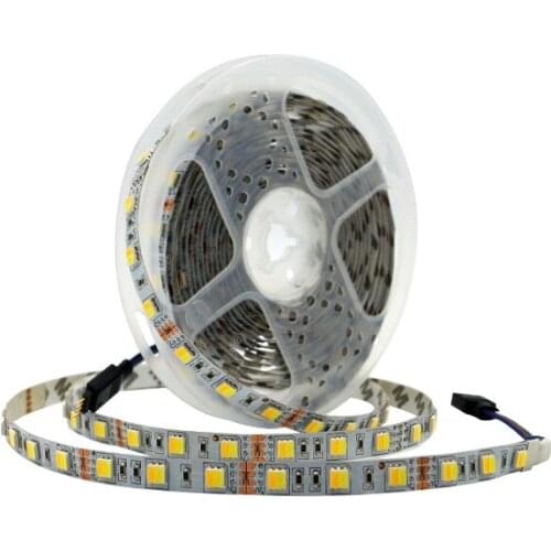 5M 5050 CCT LED Strip 300 leds 2 in 1 Chip White+Warm White 3500k 4000k 6500k Led Tape Color Temperature Ajustable DC12v 24v
