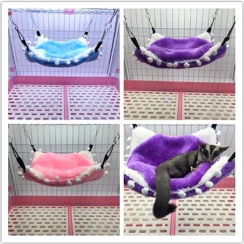 Warm Plush Hamster Hammocks Chinchillas Squirrel Guinea Pig Winter Solid Color Hanging Bed Cage Accessories Small Pet Toys