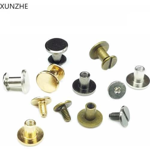 XUNZHE 20 pcs pure copper 9 mm*5.3 mm belt screw flat-top I-to-clip case connection rivet DIY remaches Dress Accessories