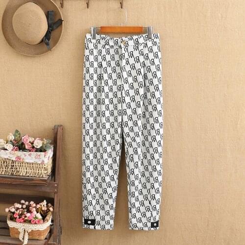 Plus Size Pants For Woman 4XL 5XL Tight And High Waist Elastic Fabric Floral Print Pants Large Size 2021 Fall And Spring Jeans