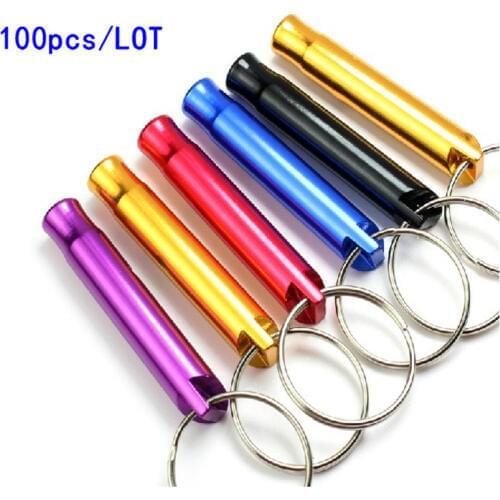 100pcs/LOT Aluminum anodic oxidation treatment Lifesaving Whistle Everyone individually packed can laser print Logo