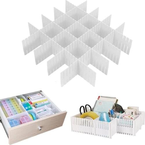 2Pcs Drawer Divider Adjustable Plastic DIY Storage Organizer Divider Tidying Clutter Cutlery Household Cosmetic Office Supplies