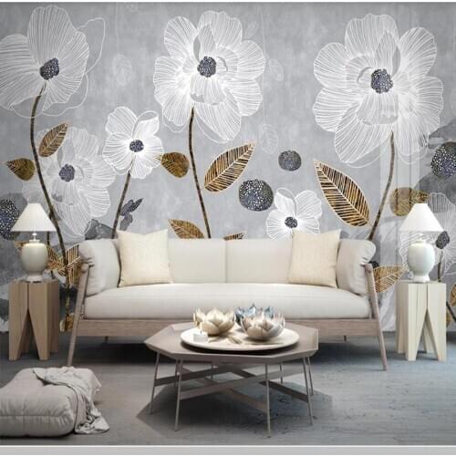 Line drawing floral abstract flower ink 3d wallpaper papel de parede,living room sofa TV wall bedroom kitchen restaurant mural