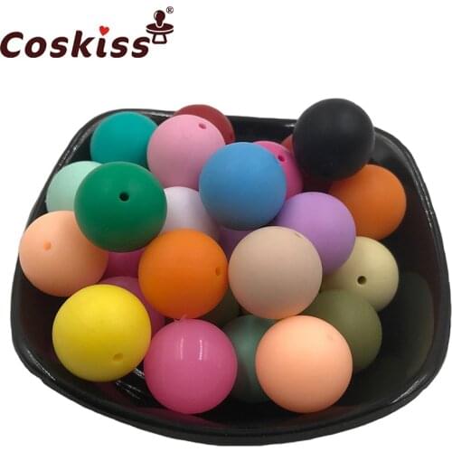 50pc Silicone Baby Teething Teether Beads 19mm Safe Food Grade Care Chew Round Silicone Beads Necklace