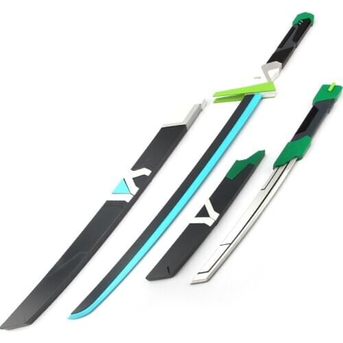 Anime OW Genji Cosplay Props Weapons Wood Sword for Halloween Carnival Party
