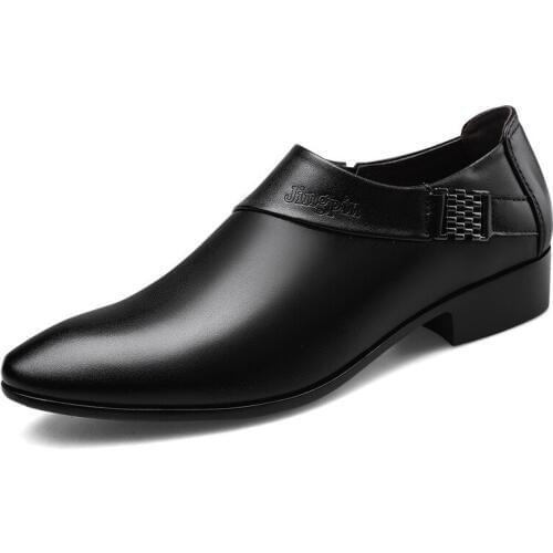 Mazefeng Brand New Business Men Oxfords Shoes Set of Feet Black Brown Male Office Wedding Pointed Mens Leather Shoes Size 38-48