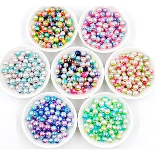 100Pcs/Pack Size 8mm Beads with Hole Colorful Pearls Round Acrylic Imitation Beads Diy for Jewelry Making Nail Art Accessories