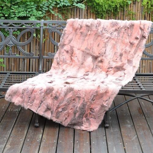 CX-D-12/Z Custom size Bedding Patchwork Real Rabbit Fur Blanket