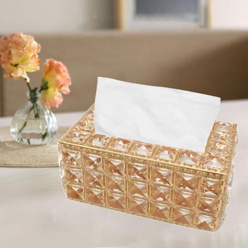 Tissue Box Holder Crystal Cube Napkin Dispenser Bedroom Office Hotel Cafe Coffee Table Decor