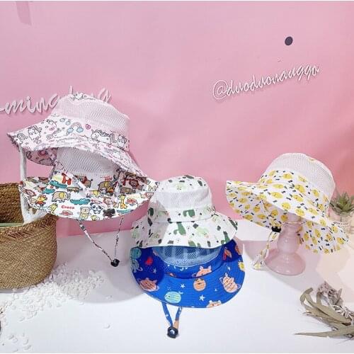 Children Kids Girls Boys Cartoon Print Summer Caps Hats Mesh Breathable Infant Toddler Sun Caps 3-6Years