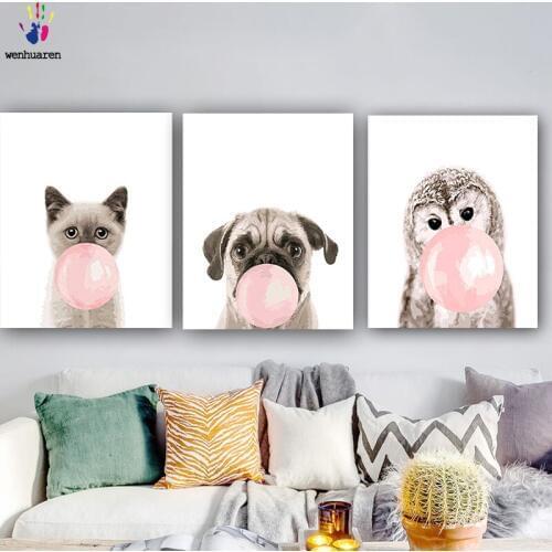 DIY colorings pictures by numbers with colors The animals blowing bubbles picture drawing painting by numbers framed Home