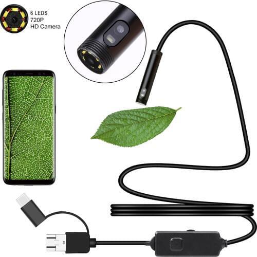 Dual Lens USB Endoscope Camera 8mm HD Borescope IP67 Waterproof Inspection Camera Screen for OTG Android Smartphone PC Notebook